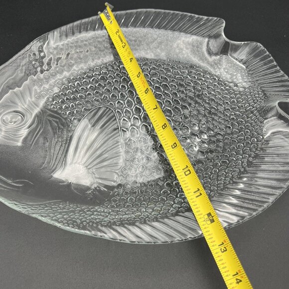 Vintage Arcoroc Fish Platter Plate Poisson Tempered Clear Glass 15.25" France - Picture 7 of 10